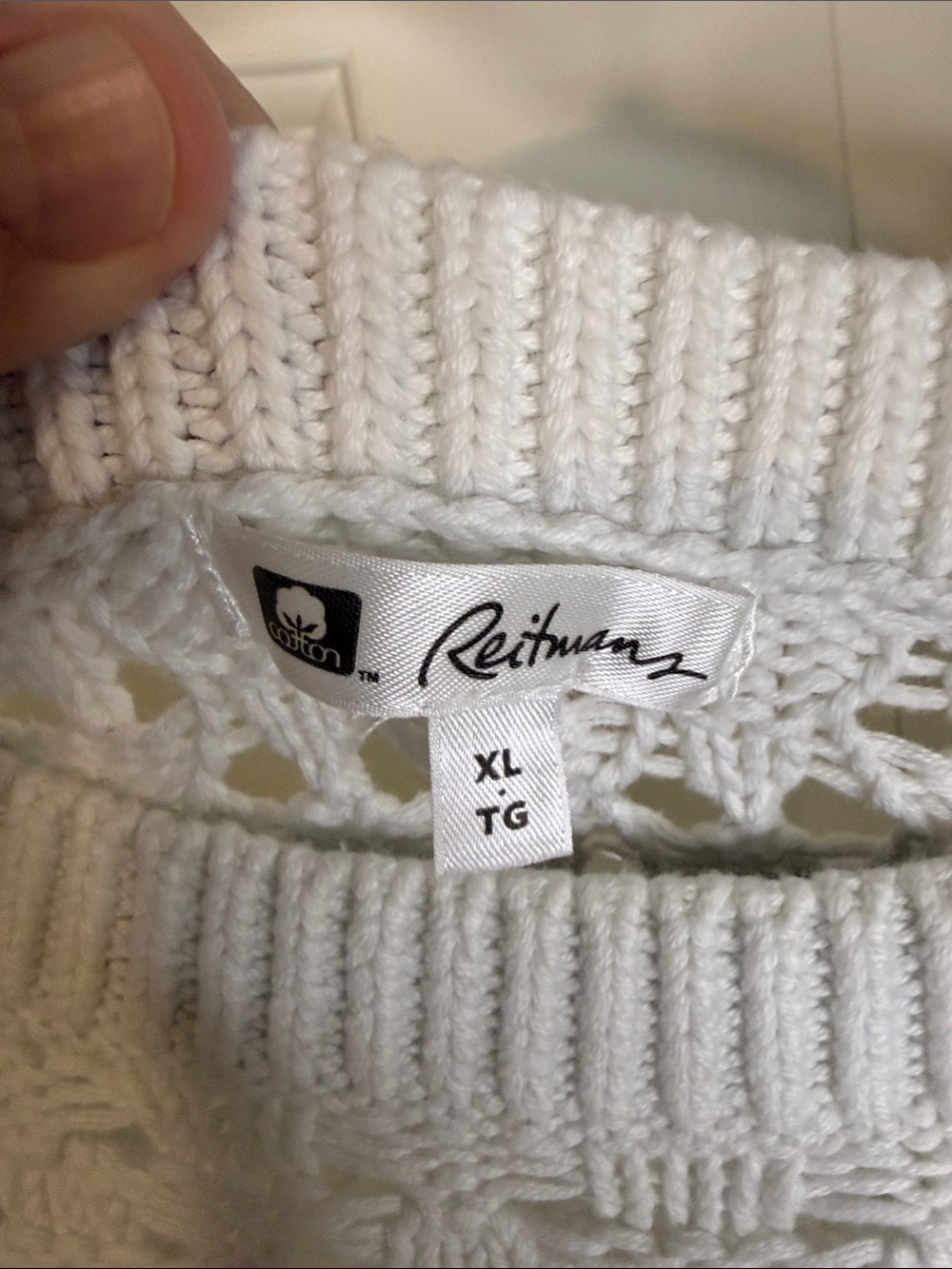 White Open-Knit Women's Sweater - Picture 2 of 4